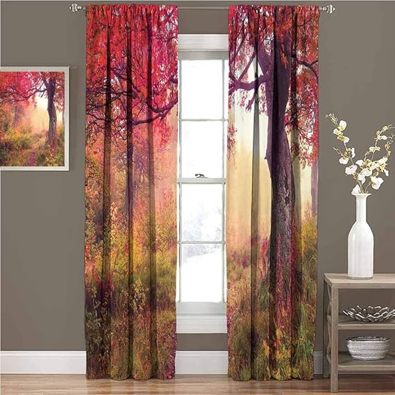 THYUNQ Rideau Occultant, Motif Arbre De Vie - Rideaux Thermiques Imprimé Pour Salon Chambre Fenetre, Lot De 2 Rideaux Et Draperies Intérieurs à Oeillets, 140x200 Cm (L X H