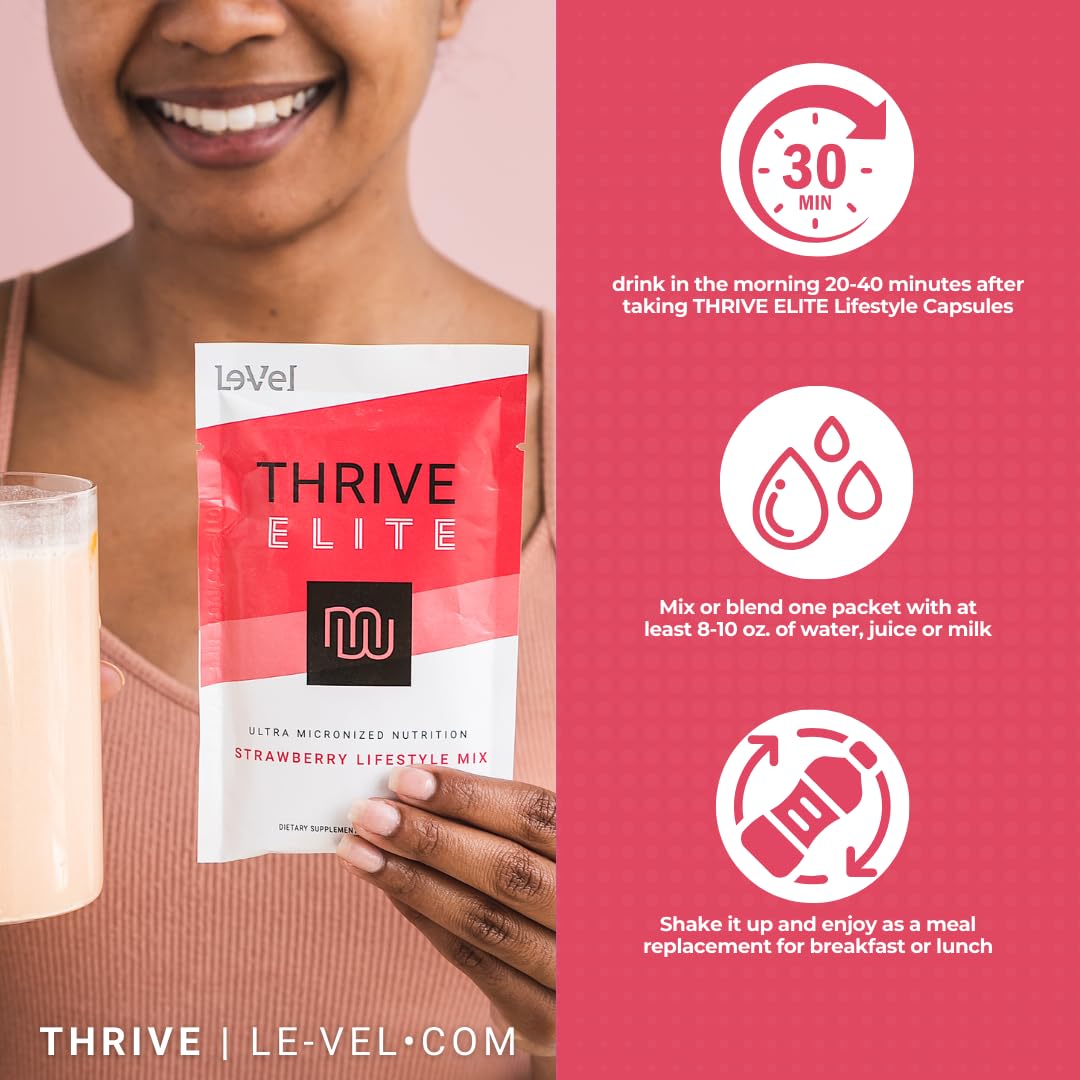 Thrive Elite Protein Shake | Gluten-Free, Protein Blend with BCAAs, Probiotics & Enzymes | 16 Serving - Scoop Serves, Strawberry