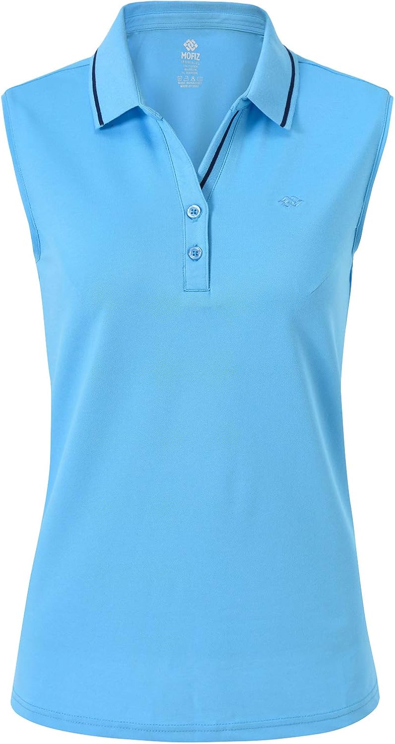 JINSHI Women's Golf Shirt Polo Shirt Tank Top Workout Summer Tee Quick Dry V-Neck Sleeveless T-Shirt: Clothing