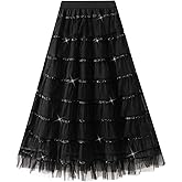 Kaei&Shi Ruffle Fairy Tulle Skirt,Tiered Long Pleated Skirts,Burlesque Costume for Women
