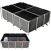 VEVOR Canvas Fish Pond Koi Tank, 470 Gal Above Ground Fish Tank Turtle Pond | Rectangular FishGold Tank with Clear Viewing Panel, Stainless Steel Frame &amp; Drain Valve For Breeding, Irrigation