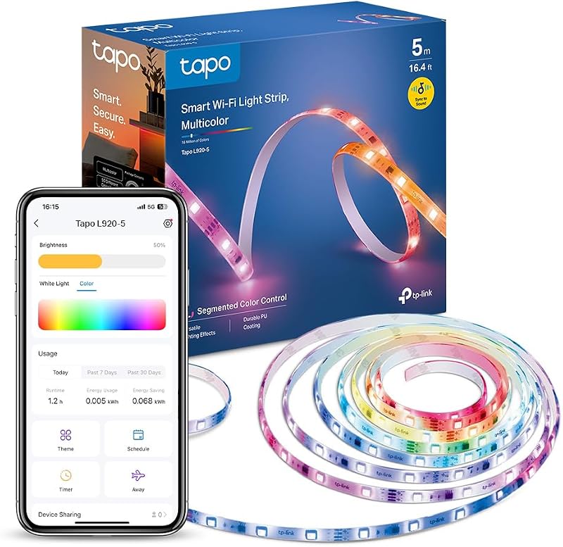 Ruban LED Connecté WiFi 5m, LED chambre RGBIC Multicolore L920-5