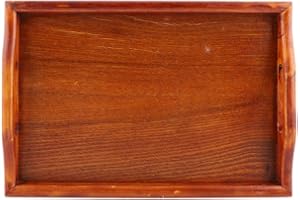ZDETGU Large Wooden Serving Tray for Tea, Water, and Drinks - Wooden Breakfast Tray with Convenient Handle