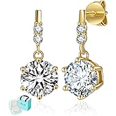 Moissanite Dangle Stud Earrings for Men Women, 2-4CT White Gold Plated 925 Sterling Silver Moissanite Drop Earrings, Jewelry Present for Her Mother Mom Wife