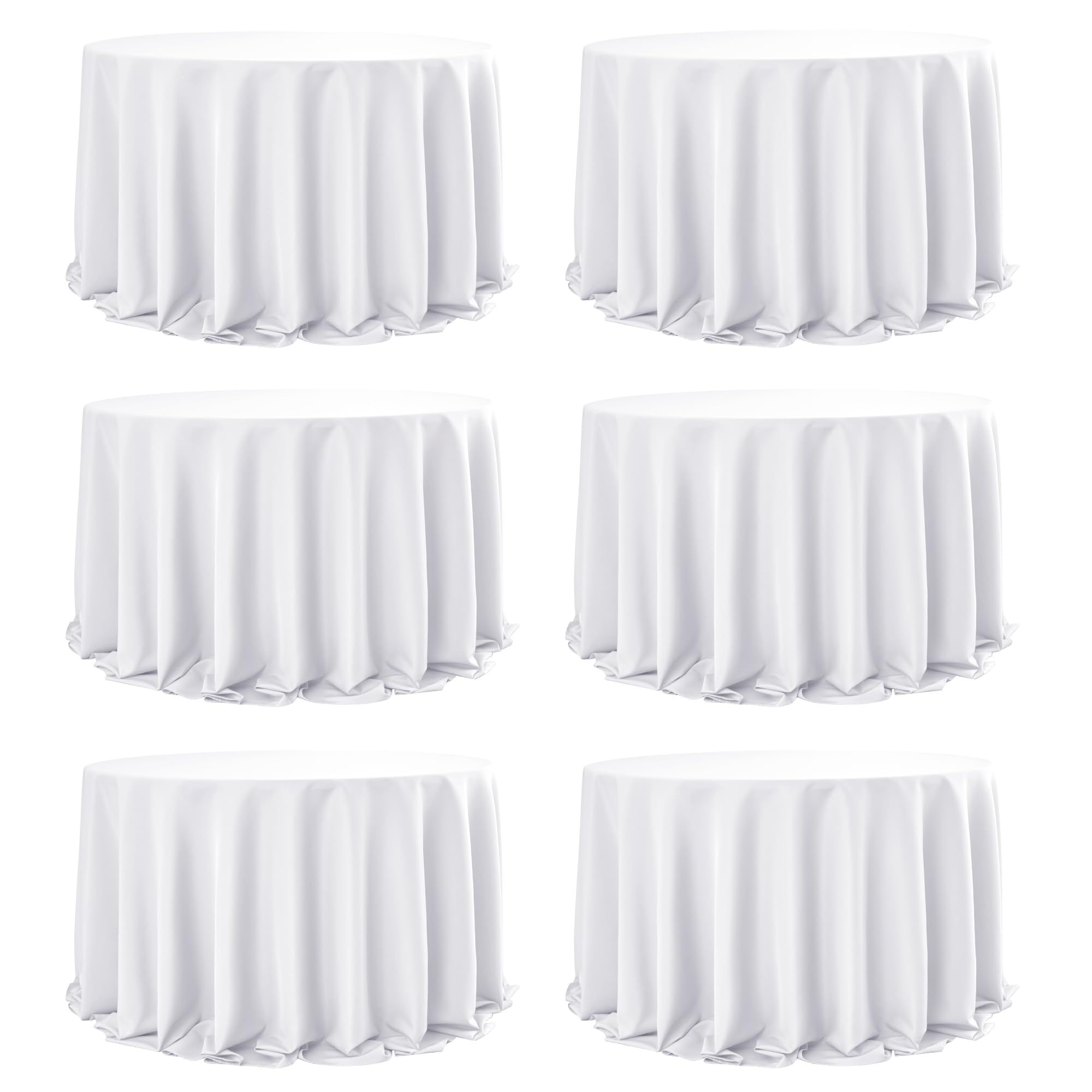 Photo 1 of **********MISSING PARTS*******
Dailyset 6-Pack White Round Tablecloths, 132 Inches, Stain-Resistant Polyester for 6-8 Ft Round Tables - Washable Table Covers for Weddings, Banquets, Birthday Parties, Events