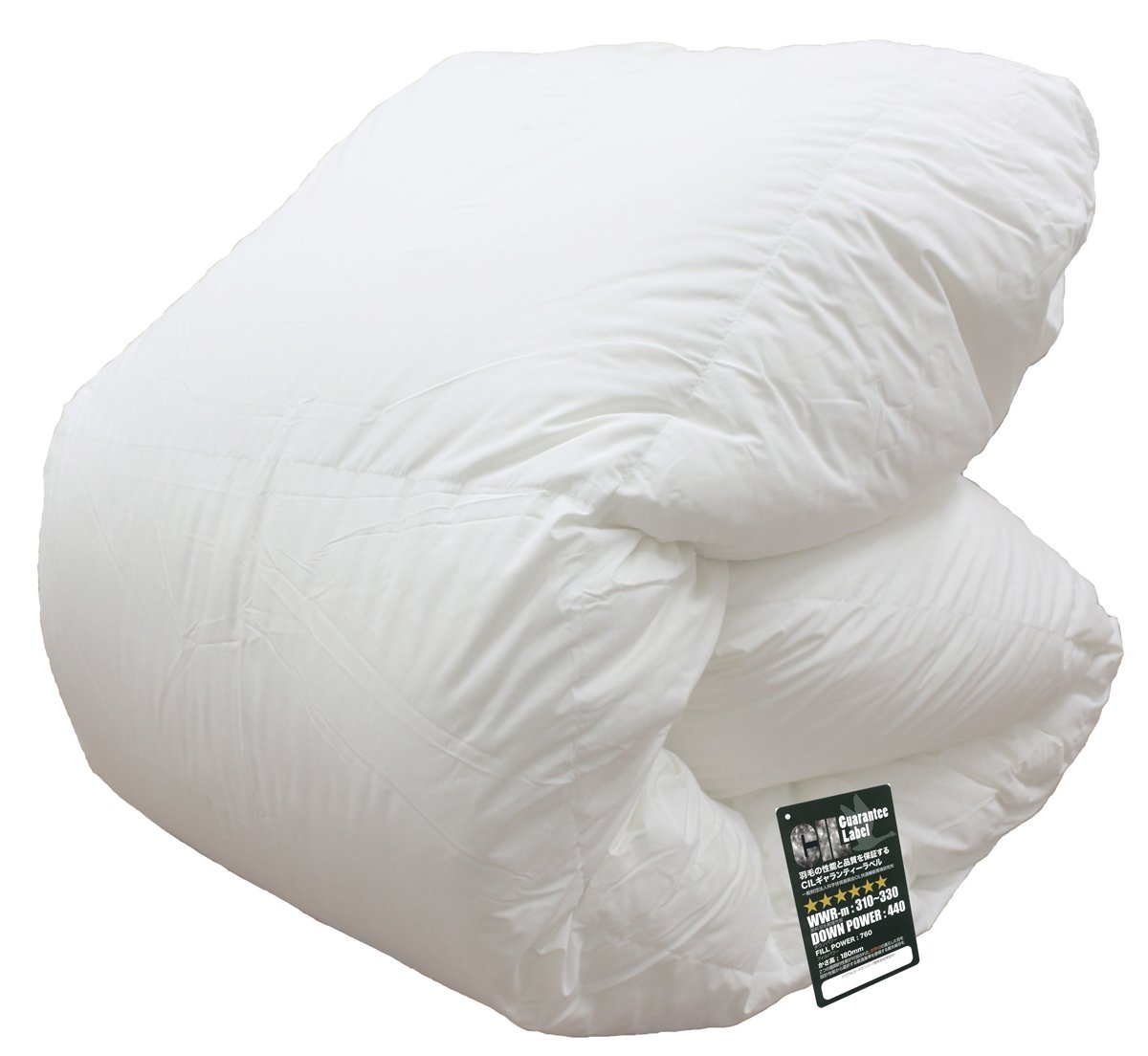 「Amazon.co.jp限定」 羽毛布団 シングル ハンガリー産 ホワイトマザーグースダウン 95％ 二層立体 ツインキルト 無地ベージュ 軽量生地仕様 国産 掛け布団 ダウンパワー440 CIL ブラック ラベル 日本製商品画像