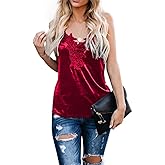 lime flare Women Sexy Velvet V Neck Lace Cami Tank Tops