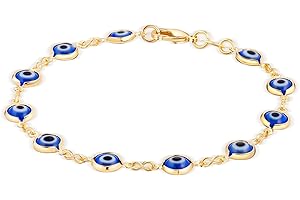 Barzel 18K Gold Plated Multicolored Evil Eye Bracelet for Women - Made in Brazil