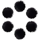 SUNNYCLUE 12Pcs 2.2to 2.9in Extra Large Pom Pom Balls Black Faux Fur Pom Pom Soft Imitation Suede Fluffy Pom Poms Balls Crafts with Elastic Loop for Scarves Gloves Hats DIY Decorative Decoration