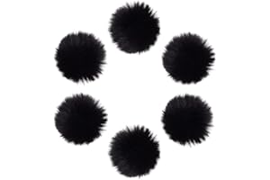 SUNNYCLUE 12Pcs 2.2to 2.9in Extra Large Pom Pom Balls Black Faux Fur Pom Pom Soft Imitation Suede Fluffy Pom Poms Balls Craft