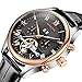 Derieter Automatic Mechanical Skeleton Imitate Tourbillon Watch Men Rose Gold Mechanical Wrist Watches