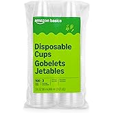 Amazon Basics Mini Disposable Clear Plastic Cups, 3oz, 100 Count