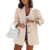 FSHAOES Women Casual Oversized Blazers Lapel Button Down Solid Work Office Blazer Jacket