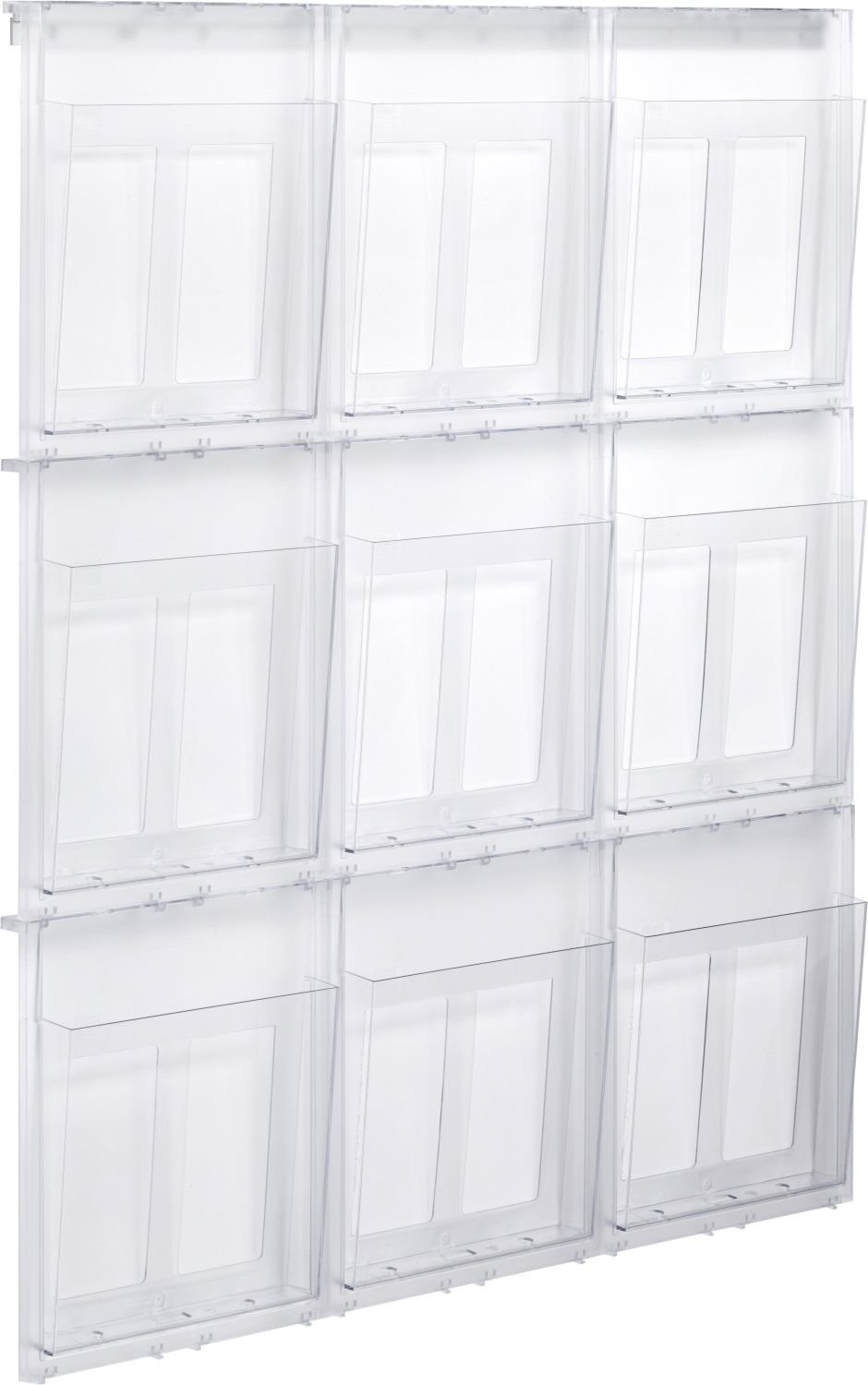 helit Placativ Wall-Mounted Brochure Display Rack, 9 x A4 956 x 280 x 59 MM Transparent, HS812102