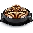 Sanbege Large Korean Ceramic Bowl with Lid and Trivet, 54 oz Sizzling Hot Pot with Double Handles for Cooking and Serving Dolsot Bibimbap, Soup, Rice, Stew, Casserole, Noodle (Retro Copper)