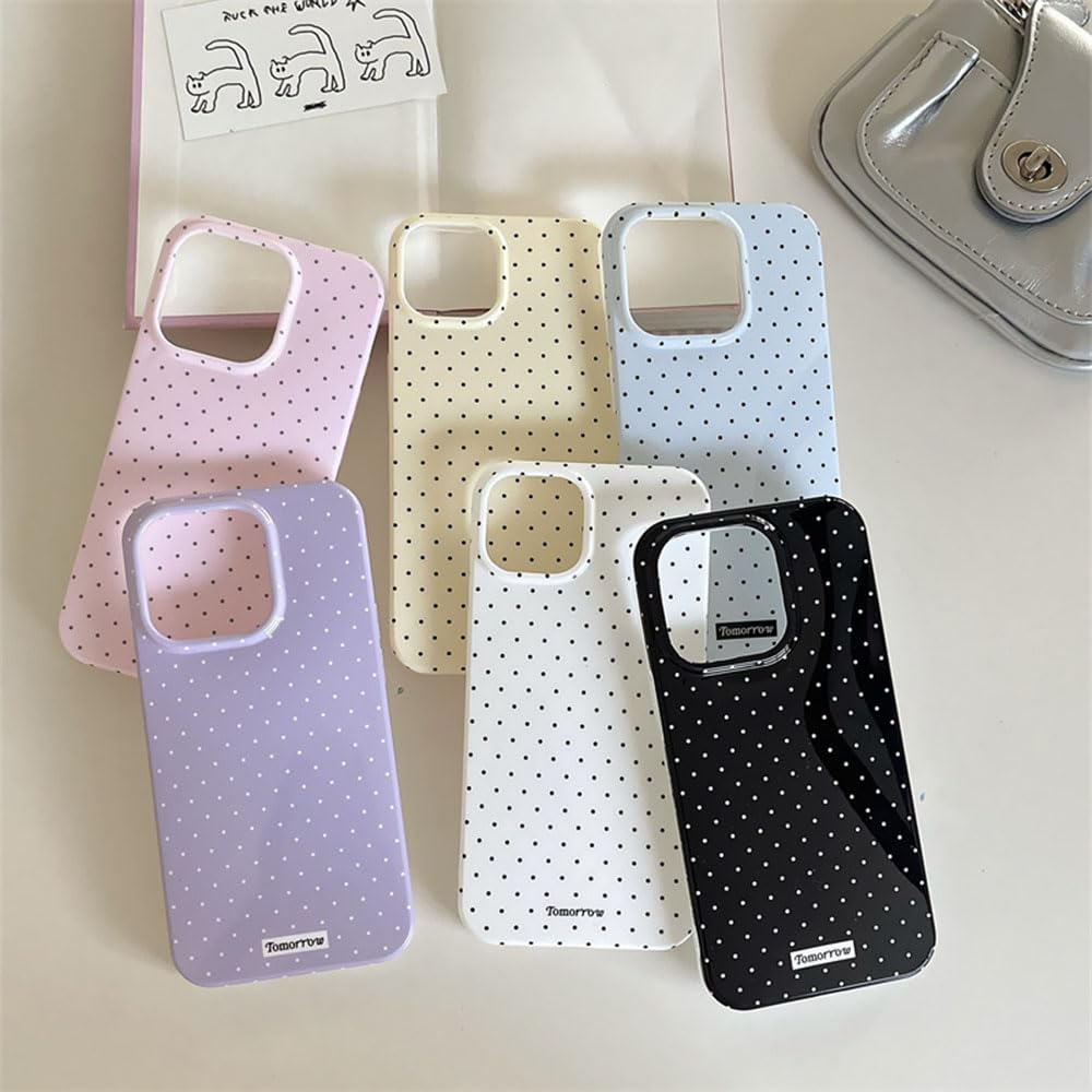 inewateri iPhone 13/14 Case with Cute Fashion Polka Dot Aesthetics | Simple Design | Soft TPU Slim Protection | White