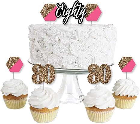 Amazon Com Chic 80th Birthday Pink Black And Gold Dessert