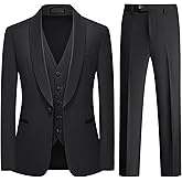 Men's Suit Slim Fit 3 Piece Tuxedo Shawl Collar Blazer Jacket Vest Pants Suit Set for Casual Wedding Prom Formal Wear