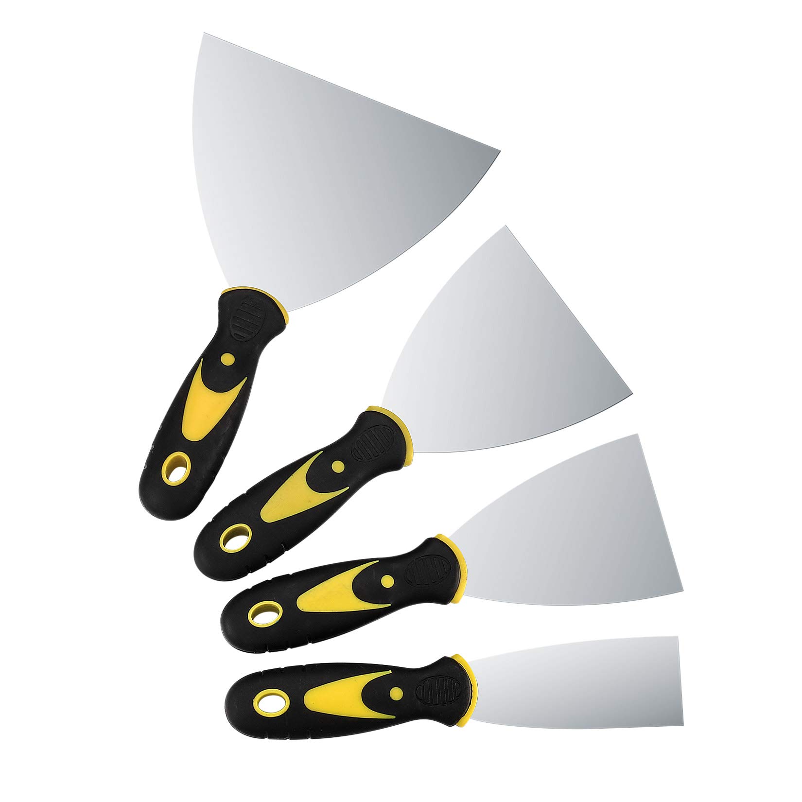 4 Pcs Wallpaper Scrapers, Paint Filling Putty Scrapers Knife Tools Set, Stainless Steel Metal Wall Filler Scrapers Strippers Remover for Walls, DIY Decoration, Plastering - 1.5, 3, 4, 6 Inches