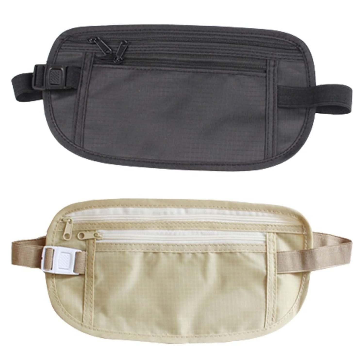 2 Pieces Bum Bags Fanny Pack Money Belts for Travel Hidden Men Women, Waterproof Waist Bag for Sport Running Hiking Cycling, Anti Theft Bags Lightweight Waist Packs for Passport Cash