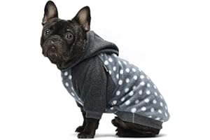 Fitwarm Polka Dot Pet Clothes Dog Hoodie Sweatshirts Pullover Cat Jackets Fleece Grey XS