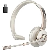 Vonztek Wireless Headset with Microphone Noise Cancelling, 5.0 Bluetooth Headset with Mic Mute & USB Dongle, Wireless Headphones for Cell Phone PC Computer Call Center Office Teams Work Meetings