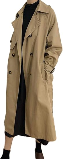 Zhongjue ジュージェン トレンチコート レディース ゆったり 韓国風 ファッション スプリングコート ベルと付き ロングコート 無地 着痩せ 通勤 コート ジャケット 通販 Amazon