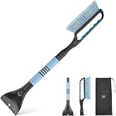 Amazon Basics 2-in-1 Car Snow Brush and Ice Scraper, 26.2 Inch, Ergonomic Foam Grip, Detachable Design, Black and Blue
