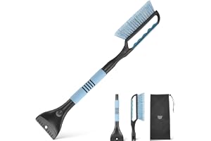 Amazon Basics 2-in-1 Car Snow Brush and Ice Scraper, 26.2 Inch, Ergonomic Foam Grip, Detachable Design, Black and Blue