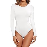 BALENNZ Womens Long Sleeve Bodysuit Round Neck Bodysuit Shirts for Women Crew Neck Body Suits Tops Fall Body Suit Pack