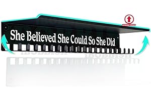 iBobbish Non-Slip Medal Hanger Display with Shelf 20 Hooks Trophy Shelf,Medal Hanger Display for Wall with 16inchL,Race Medal Display Upgraded Medal Holder Display for gymanstics,Race,Soccer,Swim