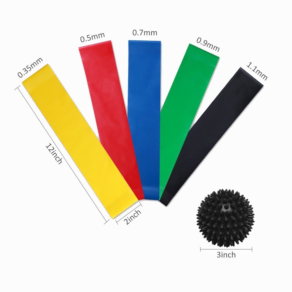 Ruanyi Bande Elastique Fitness Bande de Resistance d\'Exercice pour Musculation Pilates Yoga Sport Crossfit Rééducation Physique et Motrice Entrainement Corps avec Massage Ball