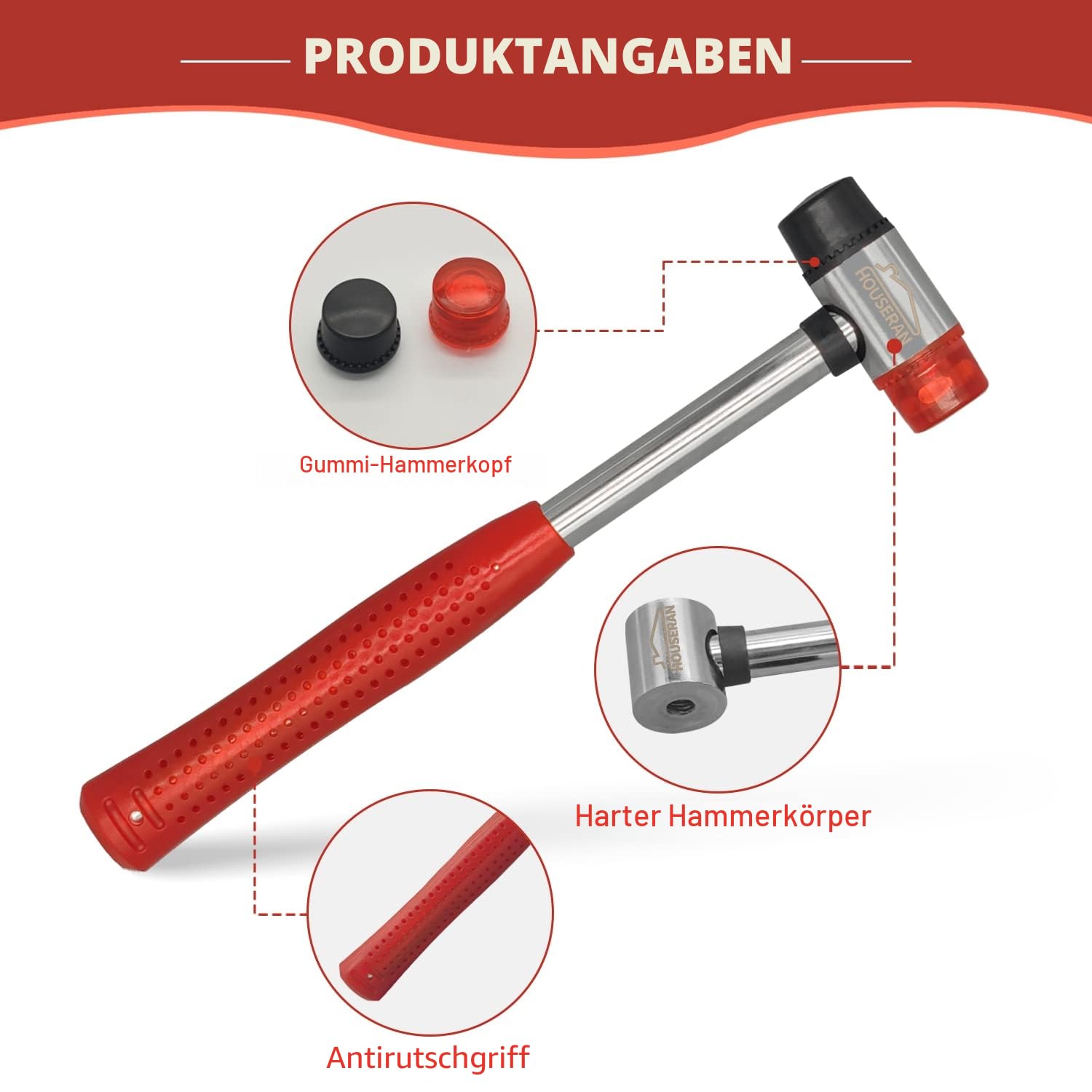 HOUSERAN Rubber Mallet,25mm,Small Rubber Mallet, Small Hammer, Nylon Hammer, Rubber Mallet Hammer for Vinyl Flooring, Tile, Crafts, Jewelry Making 3
