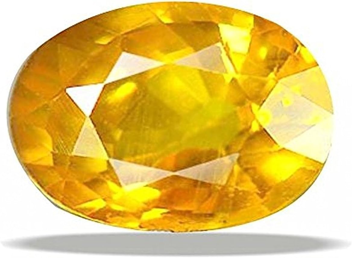 Pukhraj Stone Natural Oval Cut Loose Yellow Sapphire Gemstone 3.4 Carat