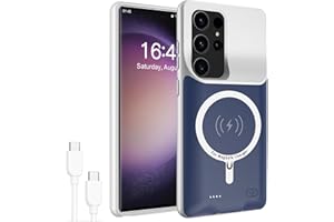 JBUBN Battery Case for Galaxy S22 Ultra/S23 Ultra,12000mAh High Capacity Rechargeable Portable Protective Extended Charger Case Compatible with S22 Ultra/S23 Ultra 6.8inch Charging Case with Wireless-Blue