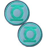 Heiorpai 2Pcs Green Lantern Corps Power Ring Logo Patch Embroidered Decorative Hook and Loop Fasteners Backing Patch