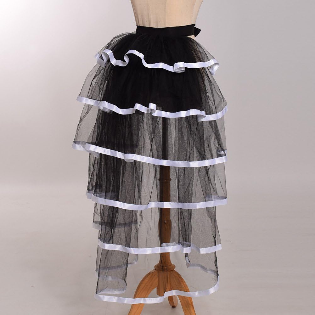 GRACEART Victorian Steampunk Tulle Bustle Vintage Tutu Belt Lace Underskirt Neo-gothic Costume, White Hem - Image 5