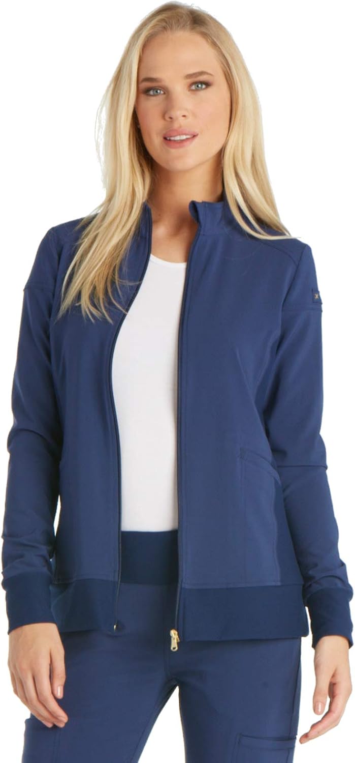 Amazon Com Cherokee Iflex Women S Zip Front Warm Up Scrub Jacket Clothing