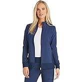 Cherokee Womens Zip Front Scrub Jacket, 2 Pockets, Princess Seams, Moisture Wicking, 360 Stretch Fabric - CK303