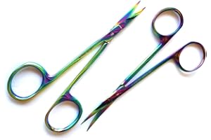Iris Micro Dissecting Lab Sharp Scissors, 4.5" Fine Point Straight, Stainless Steel (Set of 2)