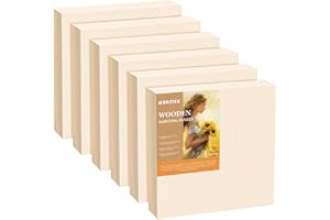 HANSILK Wood Art Boards - 6x6 Wood Canvas Panels Kit for Acrylic Pouring, Oil & Acrylic Painting, DIY Crafts - Premium Unfinished Wood Canvas Boards -6 Pack Studio Boards for Artists & Hobbyists