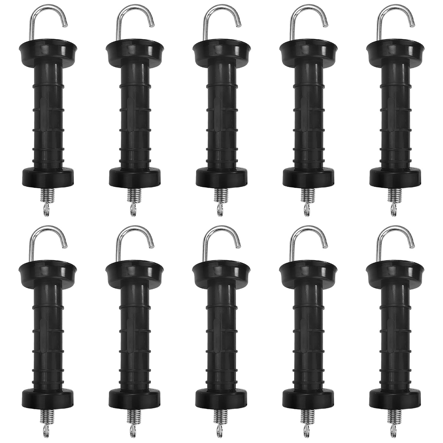 10 PCS Gate Handle for Electric Fence, Black PP Handle, Insulated Spring Tension, Replacement Accessories for Fencing, for Pasture Gates, Enhanced Security