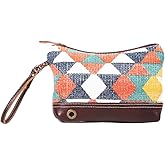 Myra Bag Cowgirl Purses for Women - Canvas Bag with Leather and Multicolor Geometric Pattern, Western Purses for Women