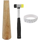 HEYMOUS Wood Bracelet Mandrel Round Plastic Wrist Sizer with Jewelers Hammer Rubber Mallet Bangle Shaper Tool Jewelry Making Tools Repair Kit
