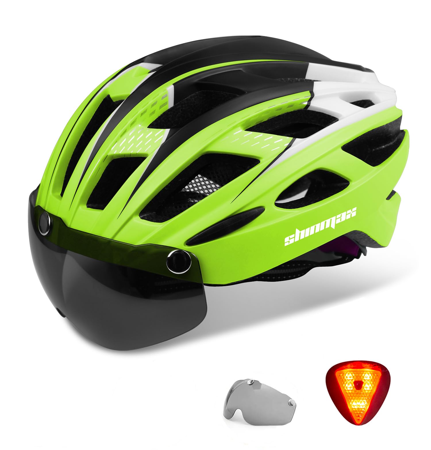 Shinmax Bike Helmet with Safety LED Light Cycle helmet for Men Women Bicycle Helmet with Detachable Magnetic Visor & Liner Breathable MTB Helmet Adult Lightweight Adjustable Size Cycling Helmet NR-096 — image 1