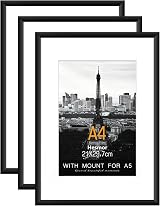 Hesmor A4 Aluminum Acrylic Picture Frame Set of 3 Black 8x12 inch