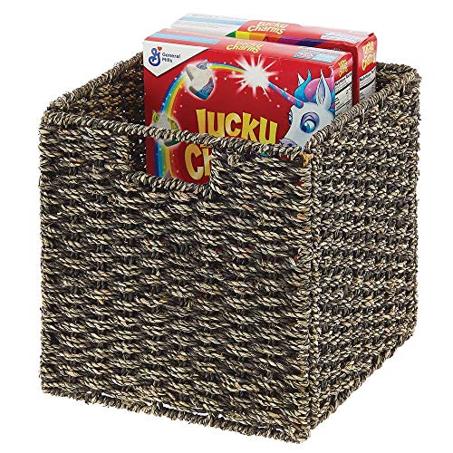 mDesign Seagrass Woven Cube Storage Bin Basket Organizer with Handles