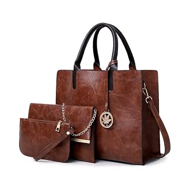 Usbagtech Usbagtech Women Bag Set 3Pcs Handbags Top Handle Tote Bag Shoulder Bag Leather Satchel Purses