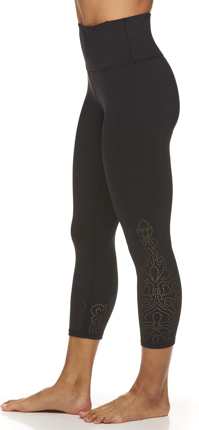 Gaiam Women's High Waisted Capri Yoga Pants - High Rise Compression Workout Leggings - Athletic Gym Tights: Clothing