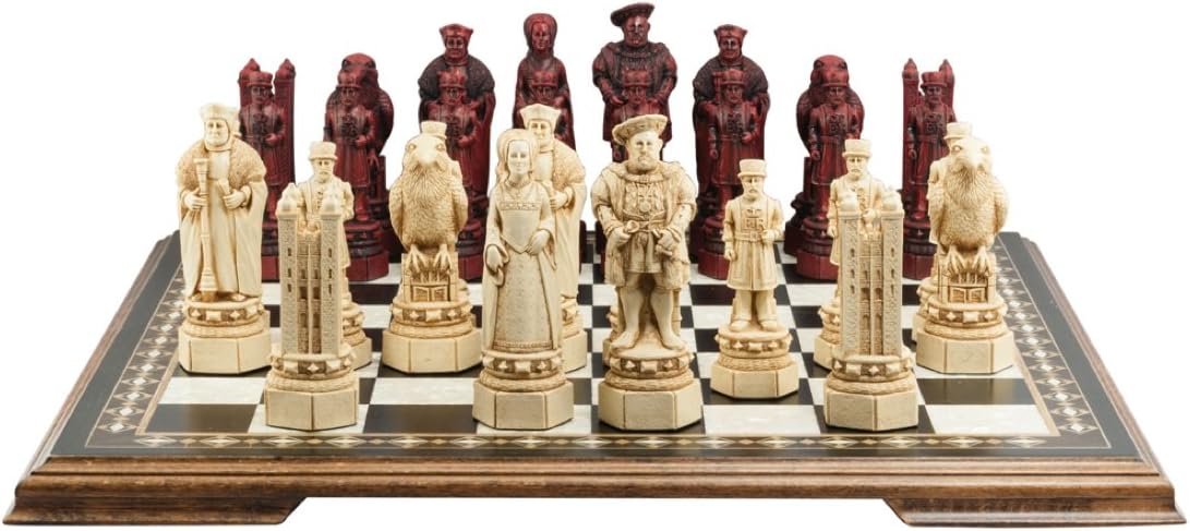 Studio Anne Carlton Tower of London Themed Chess Set - 5.5 Inches - in Presentation Box - Handmade in UK - Ivory and Burgundy